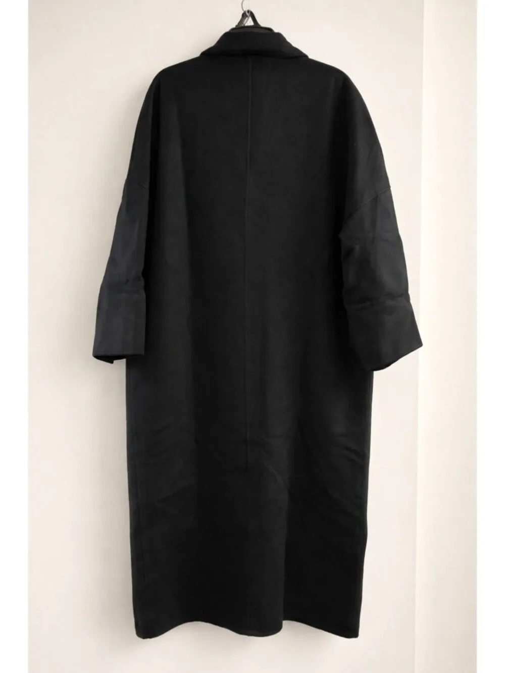 Women's Oversized Black Merino Wool Midi Overcoat Size XXL NWT - Lattelier - Picture 8 of 9